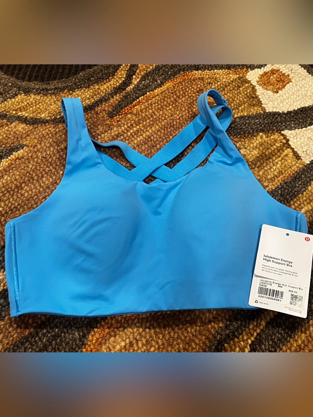 Lululemon Energy Bra, High Support, 34D, Ocean Wave